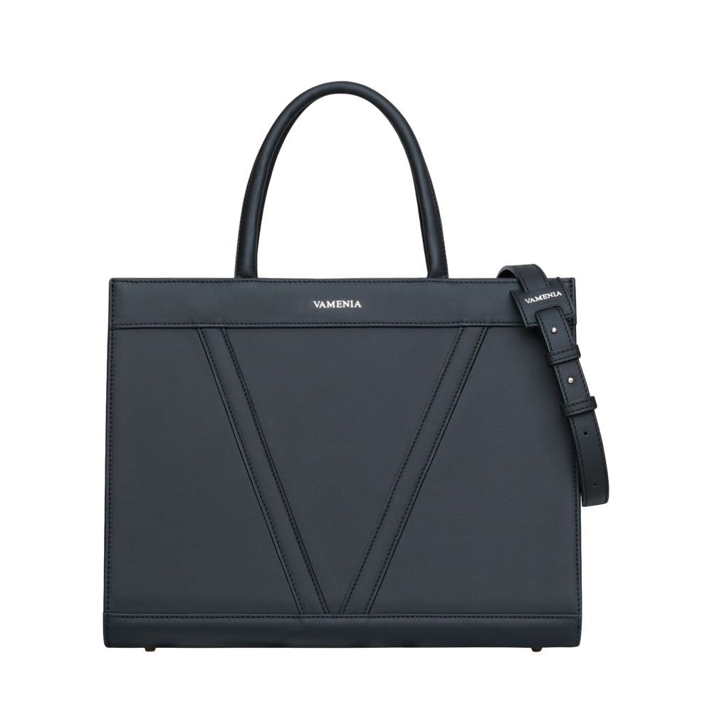 Handtasche aus glattem Kalbsleder Schwarz